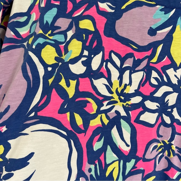 Lilly Pulitzer 3/4 Sleeve 100% Pima Cotton V-Neck T-Shirt Floral Dress Small - Picture 3 of 3